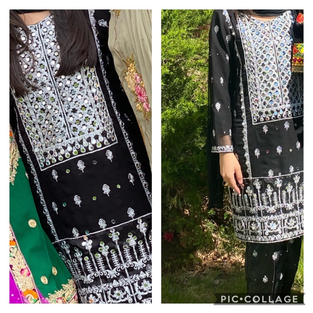 Mirror Black Shalwar Kameez Medium Pakistan dress.